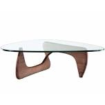 EASYSOUL Modern Glass Coffee Table, 44.88" D x 32.28" W x 15.75" H, Abstract Round Tea Tables for Li