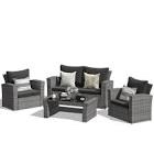 SUNVIVI 4-Piece Wicker Patio Conversation Set with Dark Grey Cushions