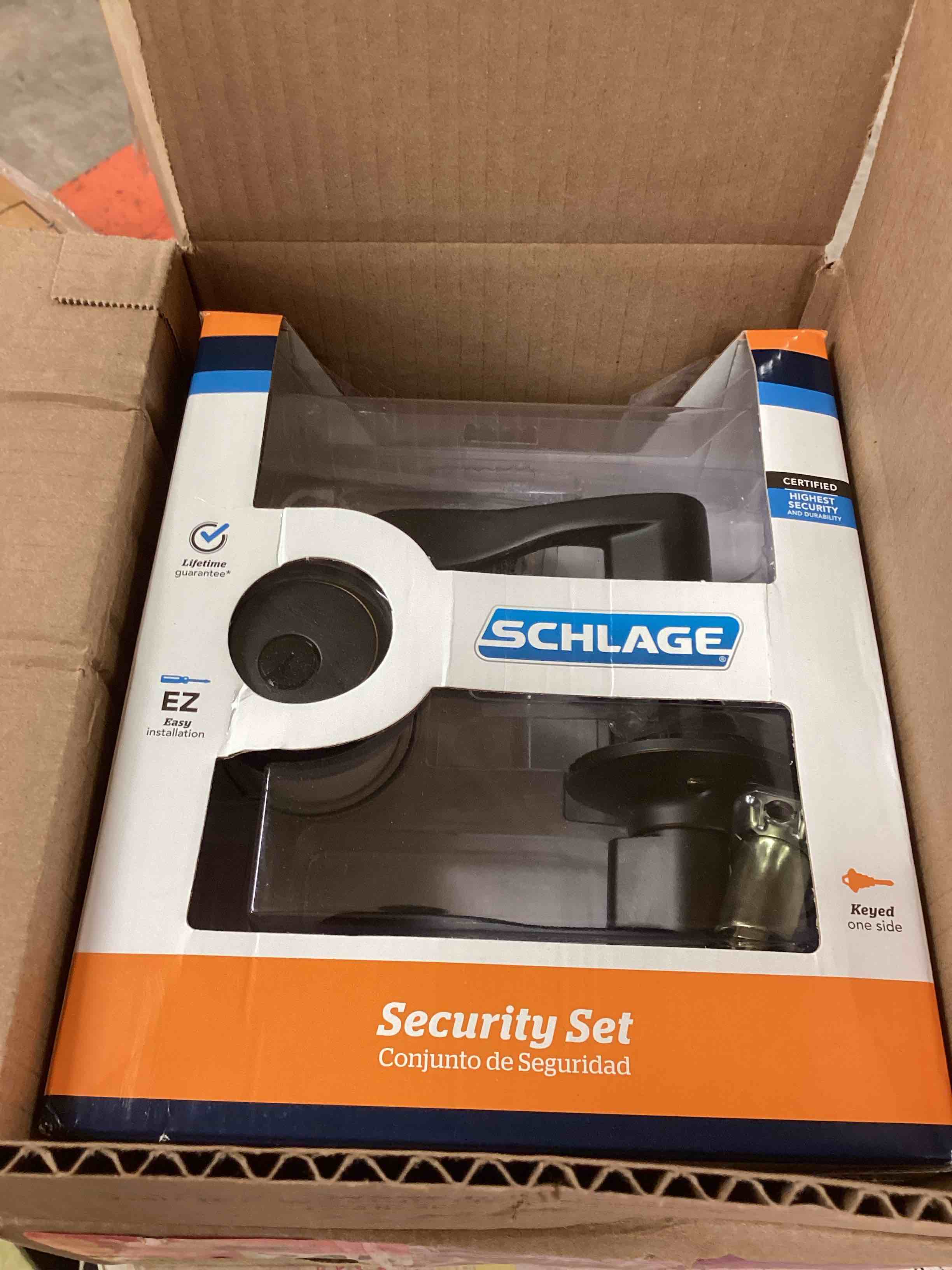 Condition photo showing As Is for schlage fb50n v acc 716 single cylinder deadbolt and keyed entry accent lever, aged bronze