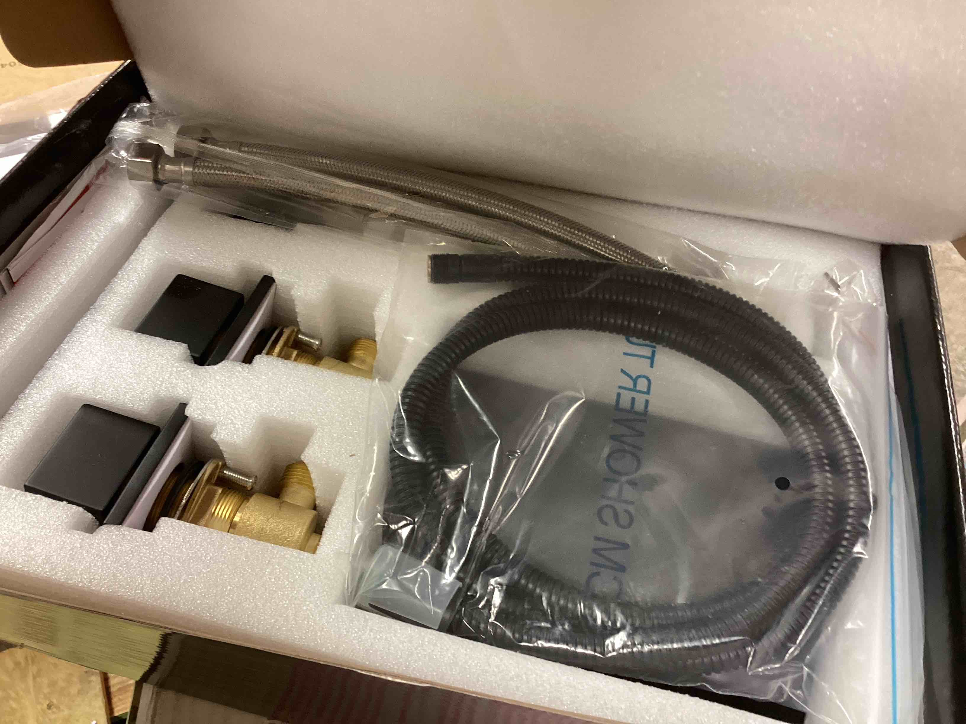 Condition photo showing Good Condition for sumerain black roman tub faucet waterfall bathtub faucet with hand shower, high flow rate