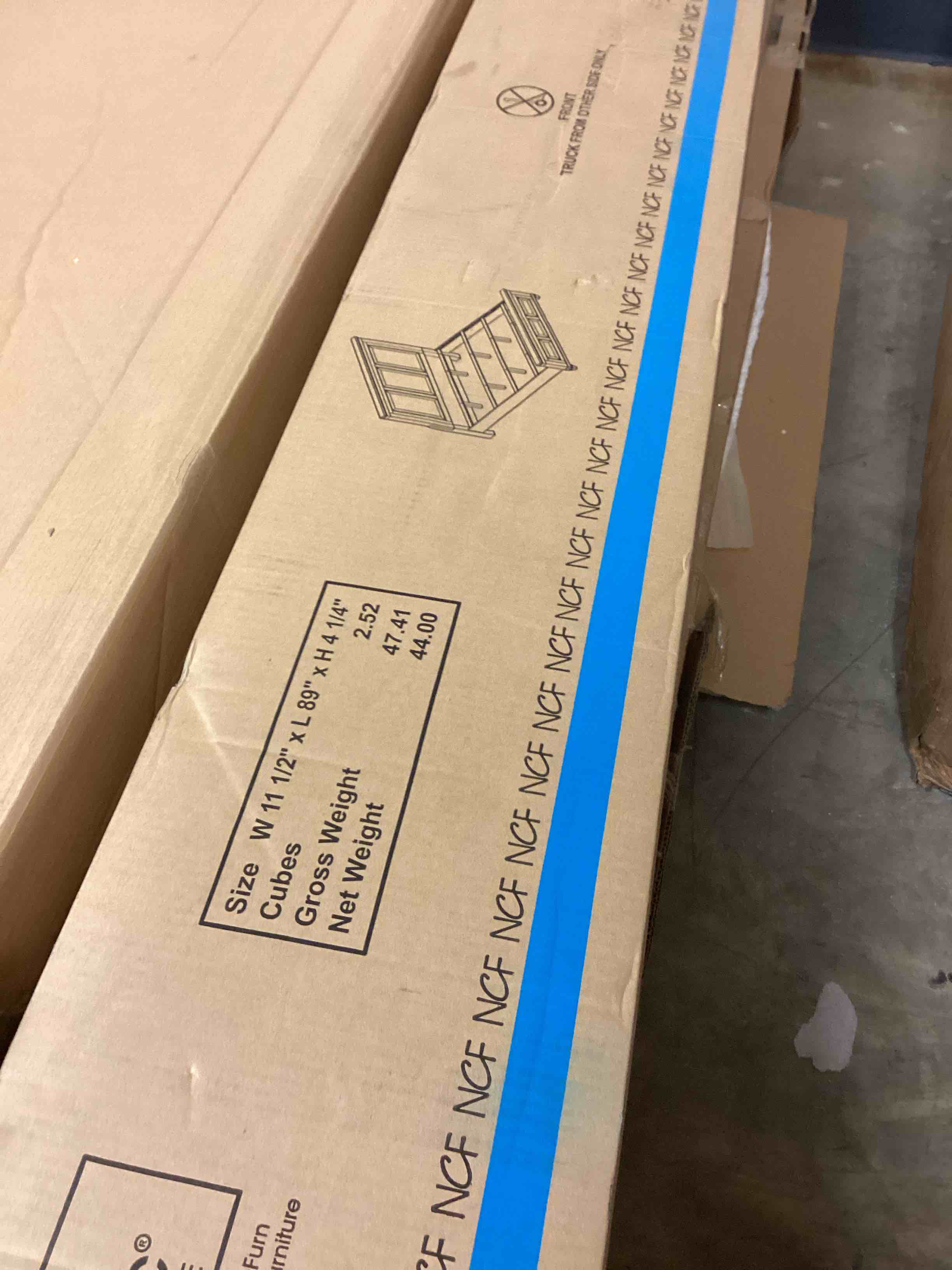 Condition photo showing As Is for sevilla california king bed (incomplete side rails ,footboard and headboard only) 3-boxes
