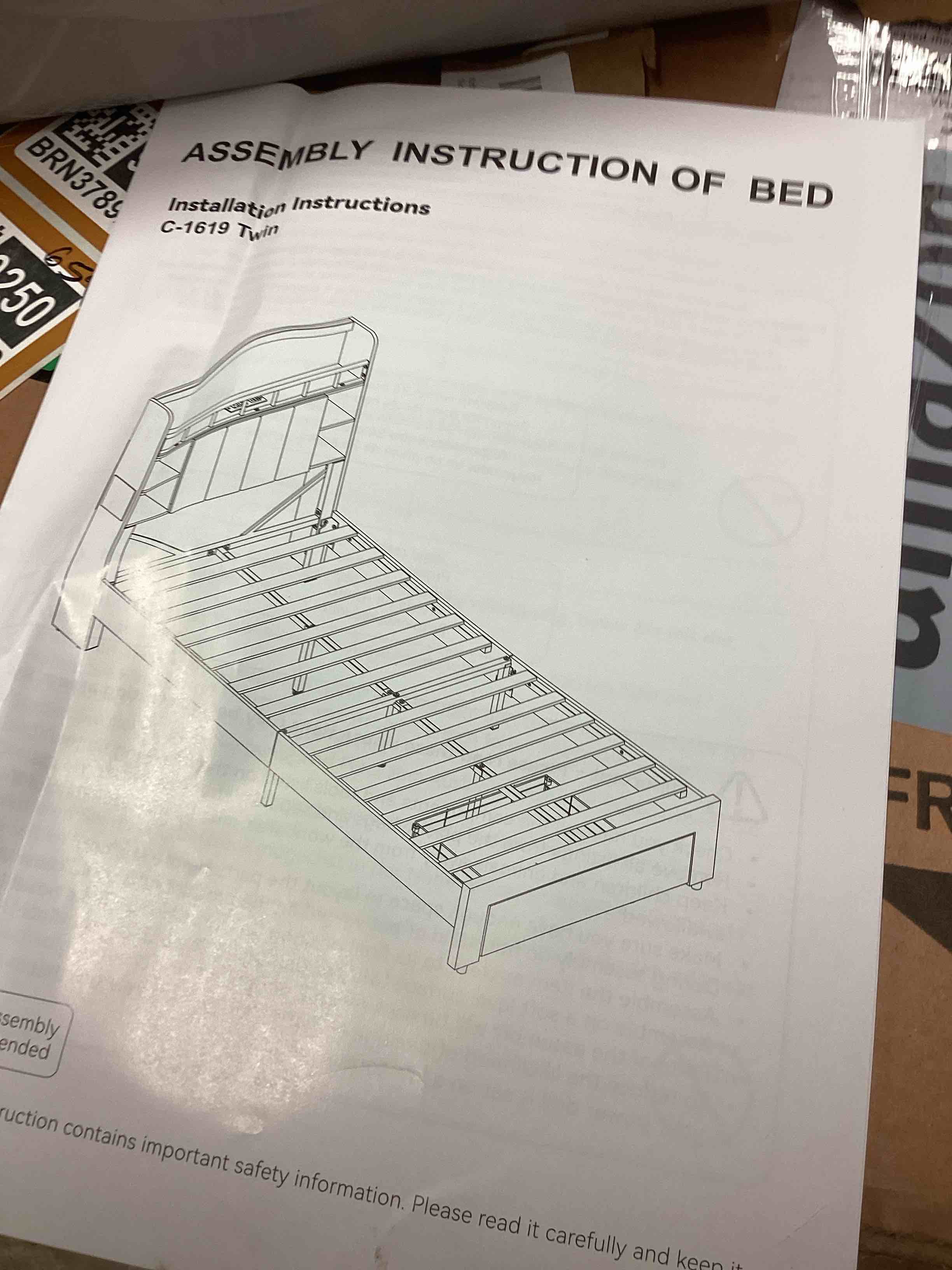 Condition photo showing Good Condition for c-1619 twin bed with bookcase,white