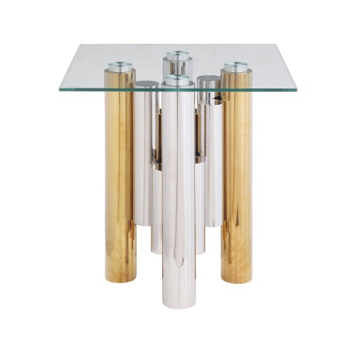 Woker Furniture Modern Elegant Stainless Steel Square Glass End Table (INCOMPLETE ONLY TOP) 
