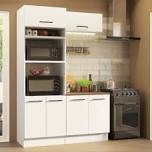 Madesa Hazel 3-Piece Kitchen Storage Set with 3 Doors 3 Open Shelves Pantry Cabinet 2 Doors Base Cabinet and Horizontal Door Wall Cupboard 59 Inch Wooden Organization Units for Pantry - White (INCOMPLETE PICKUP ONLY 2 BOXES) 