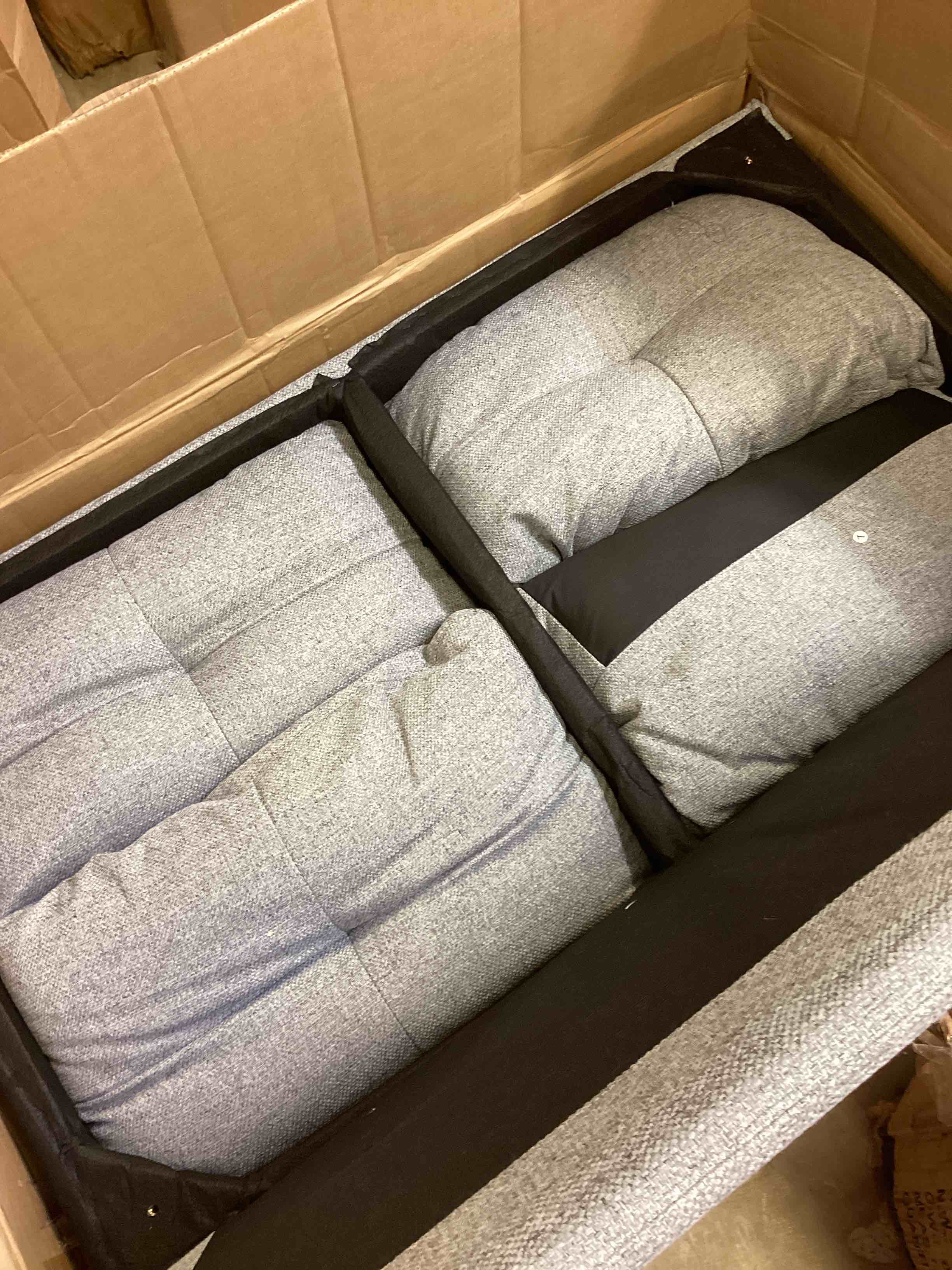 Condition photo showing Good Condition for convertible modular sectional sofa couch with storage seat l shaped 4-seat sofa couch with reversible chaise modular sectional fabric light grey (incomplete only one box) 