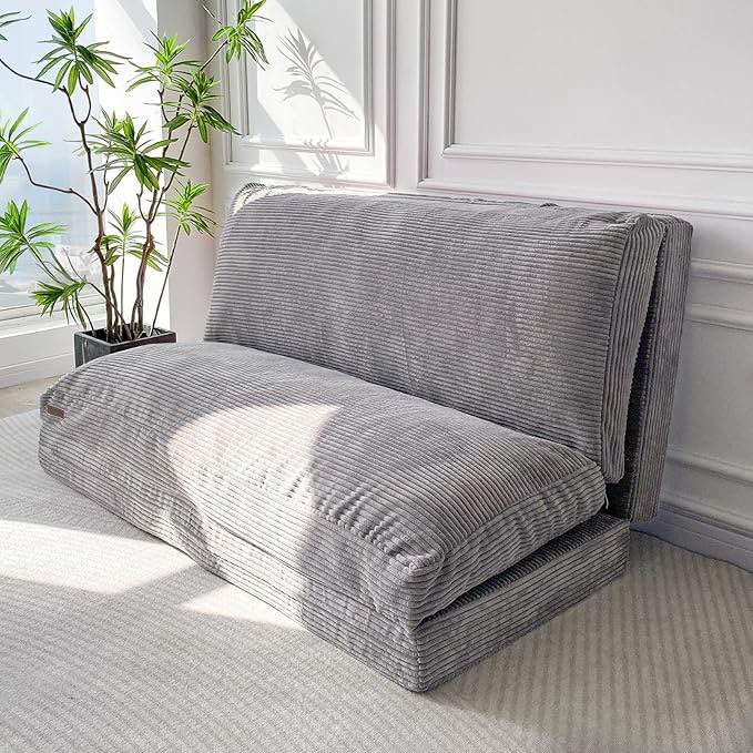 MAXYOYO Folding Sofa Bed, Extra Thick and Long Floor Sofa Convertible Sleeper Chair with Washable Cover, Floor Couch Lounge Bean Bag Bed for Living Room,