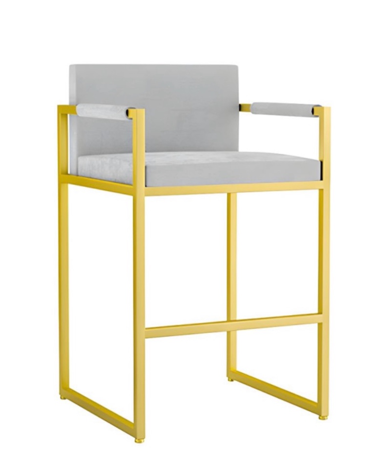 Elegant Velvet Low Back Bar Stool with Metal Frame and Footrest - White Counter Stool(26"H) Black 