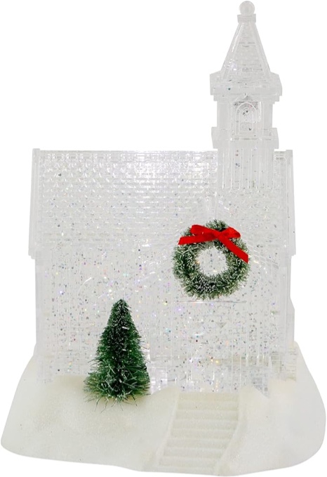 Northlight 9" LED Lighted ICY Crystal Glitter Snow Globe Christmas House