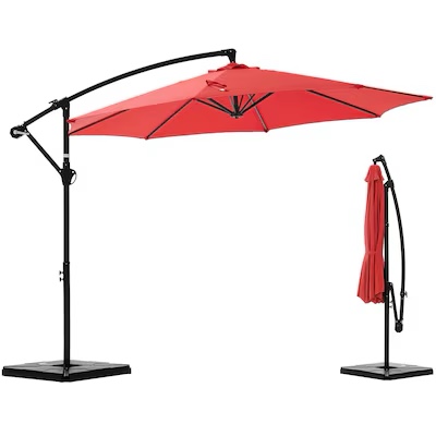 Sweetcrispy 10-ft Iron Red Slide-Tilt Cantilever Patio Umbrella with Base (only the base) 
