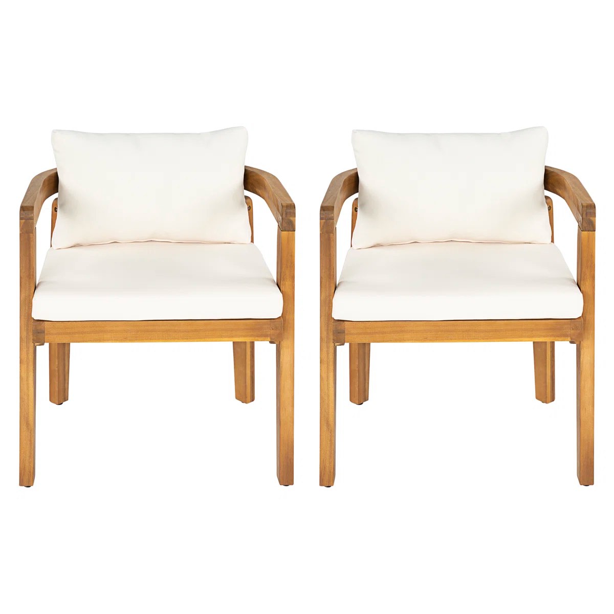 Outdoor Acacia Wood Dining Chair with Removable Cushions