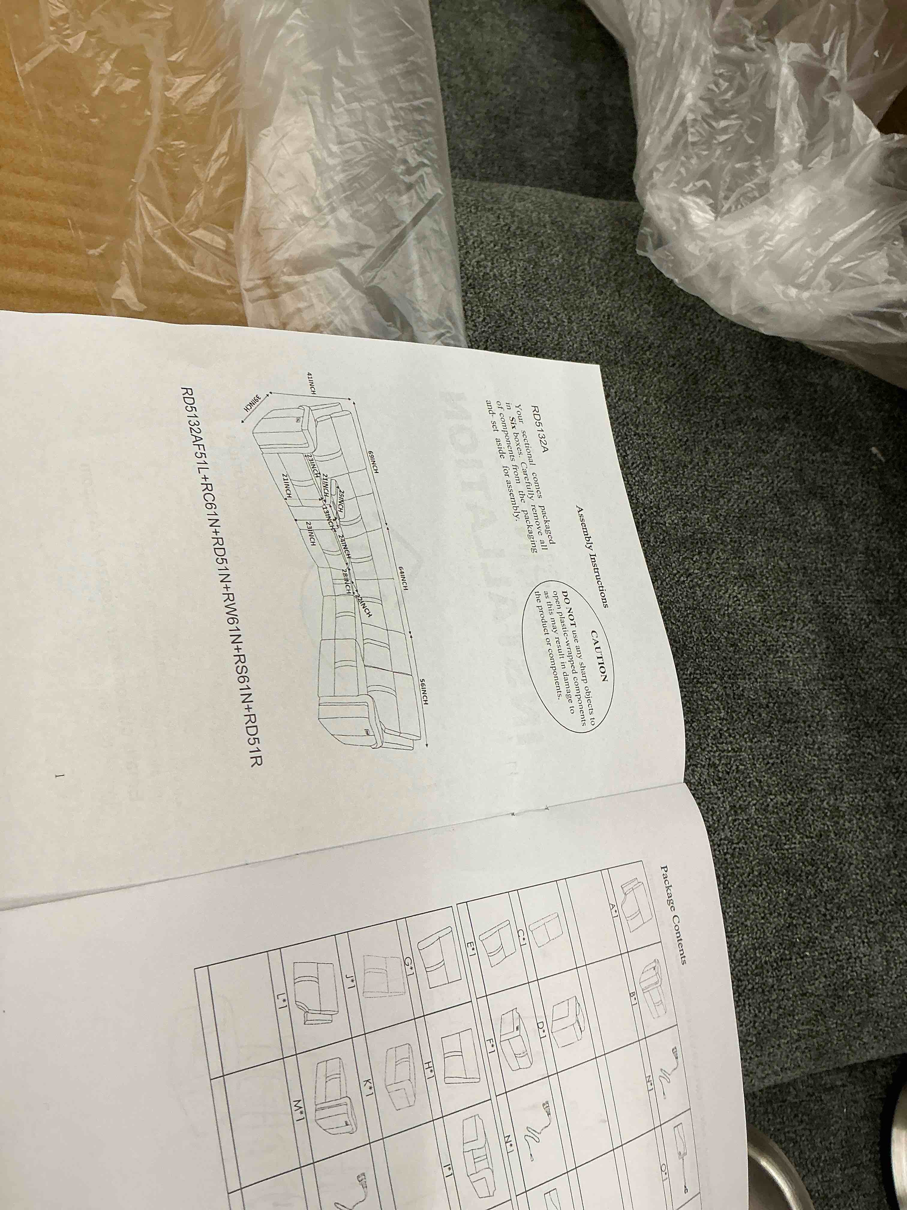 Condition photo showing Good Condition for onda 134 in. track arm fabric l-shaped power sectional sofa with usb ports and oversized seats in granite gray (similar, incomplete) 
