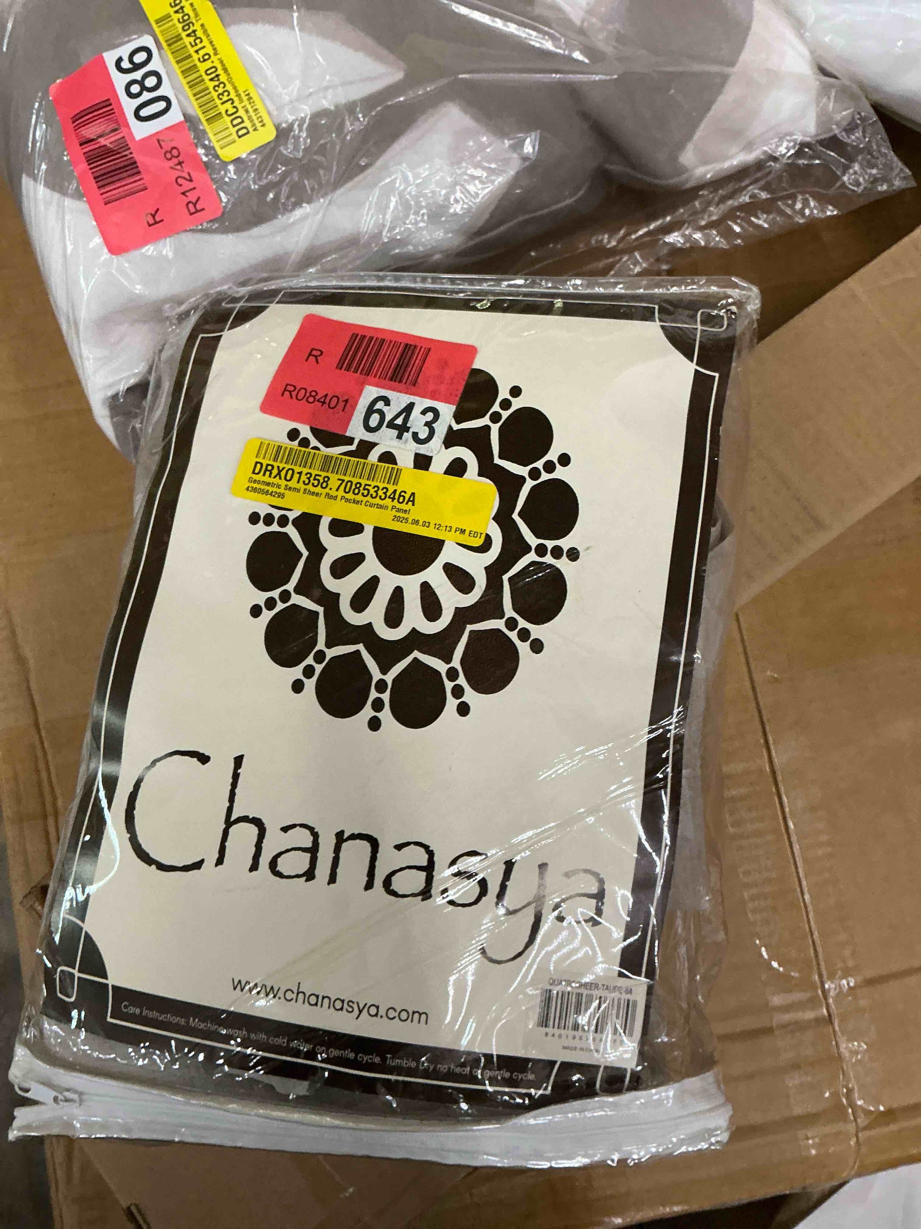 Condition photo showing Good Condition for chanasya premium quatrefoil voile sheer curtains - 2-panel light filtering curtains for living room, bedroom, kitchen - 52" x 84" - taupe