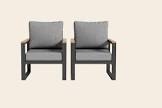 Patio Furniture Metal Armchair, 2 PCS All-Weather Aluminum Garden Outdoor Contemporary Sofa Chair with Cushions, Light Grey