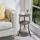 side table with charging station 3-tier waist circular end table ,gray
