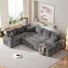 L Shaped Chenille Sectional Sofa in Gray ( incomplete one box only)
