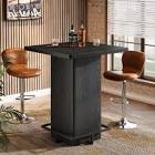 Tribesigns 39.4" H Square Bar Table, Industrial High Top Bistro Pub Cocktail Table with Metal Footrest for Kitchen Nook, Home Bar