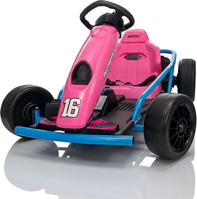 Electric Drift Go Kart for Kids 8-12, 24V Battery,360W Motor, Reinforced Wear-Proof Rear Wheels, 3 Unique Colors, 8.1MPH High Speed,154lbs Capacity, Drift Ride On Car Toy (Pink)