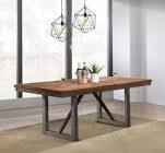 Spring Creek - Wood & Steel - 77-Inch Extension Dining Table with Extension Leaf - Dining Room - Natural Walnut, (incomplete legs only)