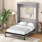 Full Size Murphy Bed can be Folded into  Cabinet, Folding Bed with Metal Bed Frame for Small Room and Space, Gray, (incomplete 2 boxes of 3 only)