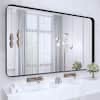 60 in. w x 36 in. h large rectangular framed wall mounted bathroom vanity mirror in black