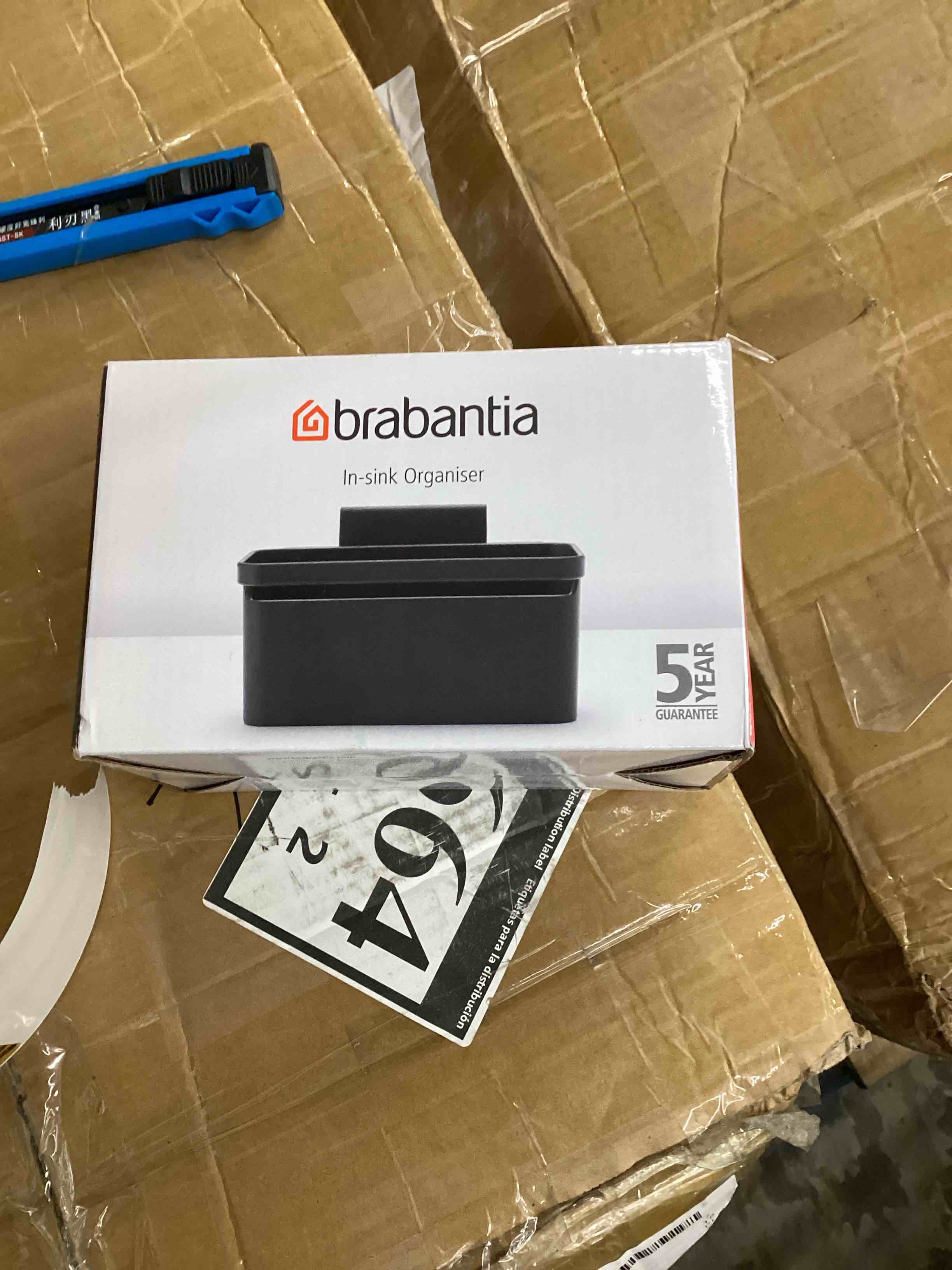 Condition photo showing Good Condition for brabantia brabanta sinkside in-sink organizer (dark gray) tidy storage/drainage container with suction cups for kitchen sink sponges, cloths, dishsoap