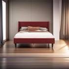 Queen Size Bed Frame with Upholstered Wingback Headboard, Easy Assemnly Platform Bed and Heavy Duty Wooden Slats Support, Noise-Free, No Box Spring Needed Burgundy 