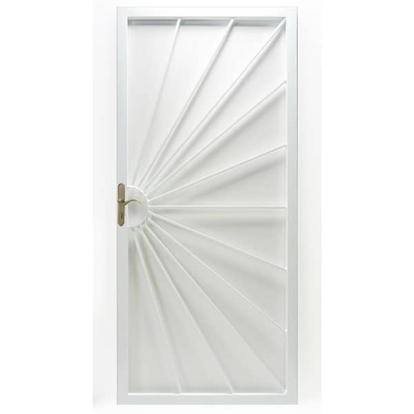 Grisham  36 in. x 80 in. 369 Series White Prehung Universal Hinge Outswing Sunshine Security Door