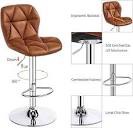 Yaheetech Bar Stools Set of 2 Counter Stool Bar Chairs with Backrest Height Adjustable Swivel Tall Bar Stools Modern PU Leather, Retro Brown