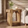 Andrea 23.6 in. Rustic Brown Short Rectangle Wood End Table with Storage Space for Living Room, Nightstand for Bedroom