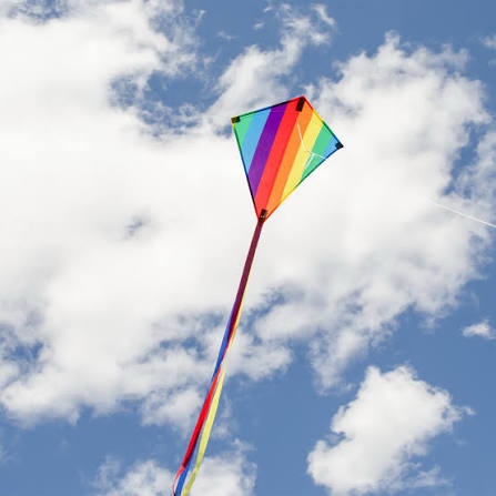 Condition photo showing New/Like New for Brybelly Rainbow Plaid Diamond Kite