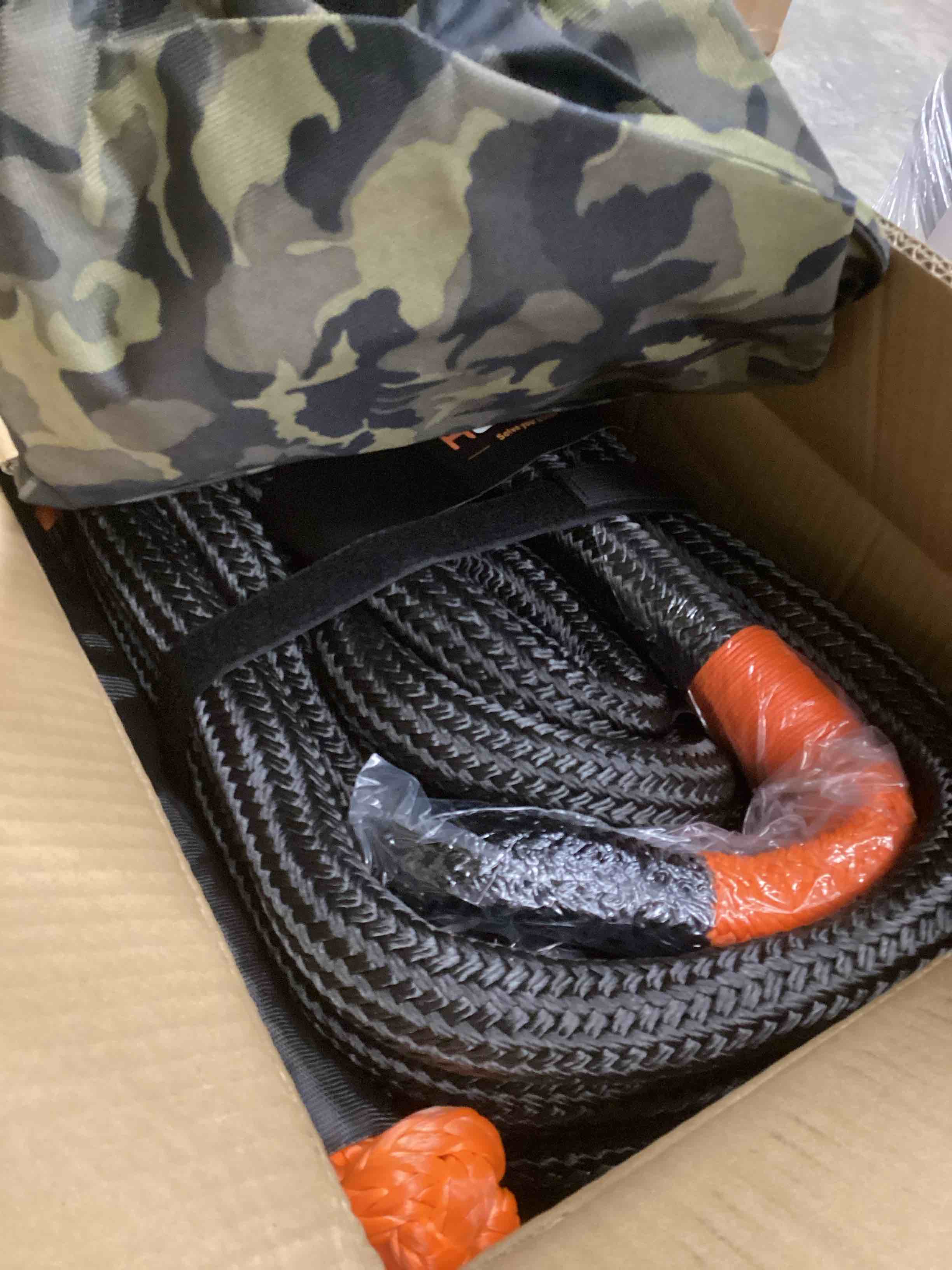 Condition photo showing New/Like New for Kinetic Recovery Tow Rope: 1.26" x 30ft Snatch Strap with Soft Shackles Heavy Duty Offroad Towing Straps Kit for Trucks SUV UTV ATV Tractor Car Jeep - Black Black 1.26"x30ft