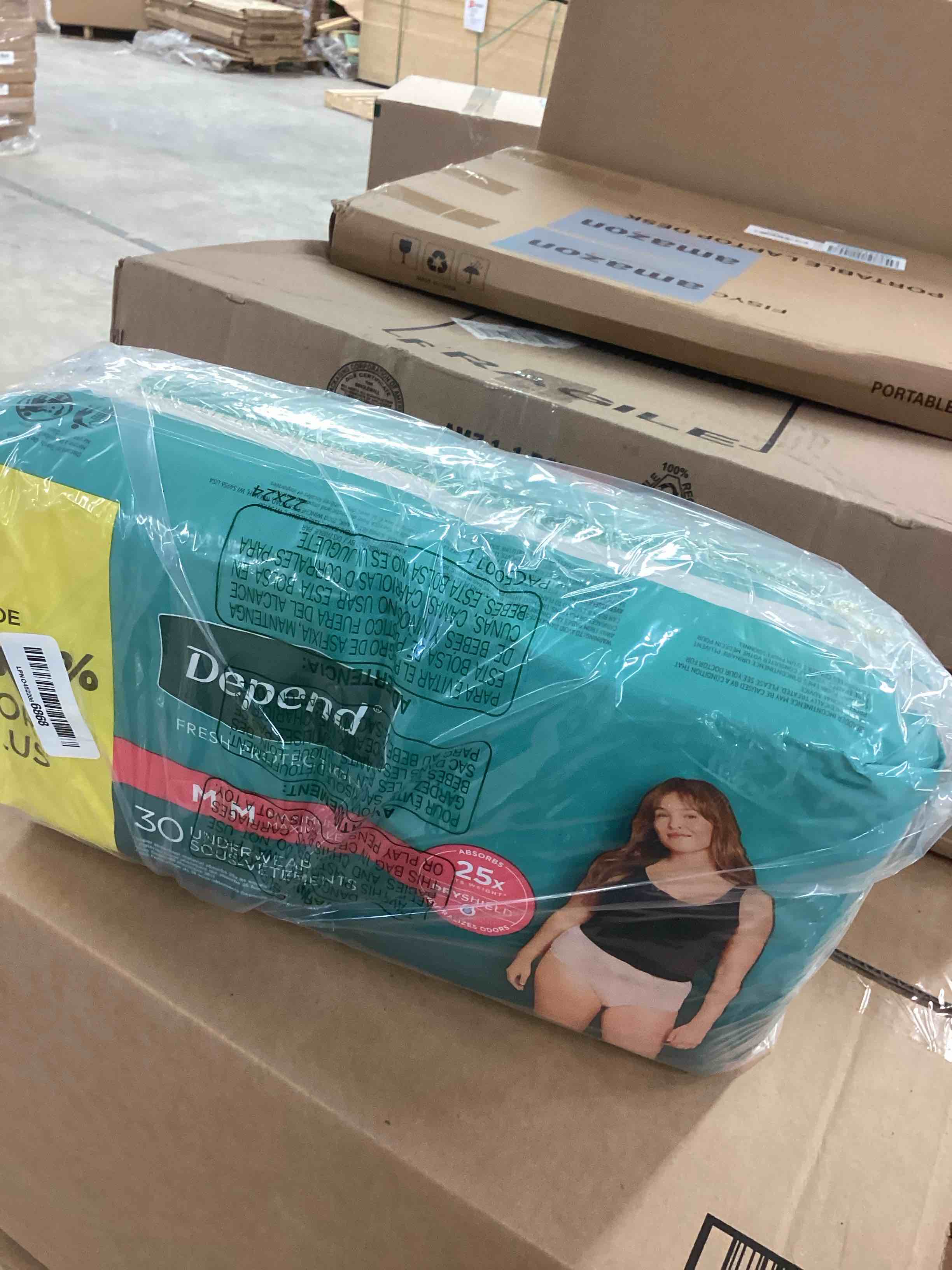Condition photo showing New/Like New for Depend Fresh Protection Adult Diapers, Incontinence & Postpartum Bladder Leak Underwear for Women, Disposable, Maximum, Medium, Blush, 30 Count, Packaging May Vary Medium 30