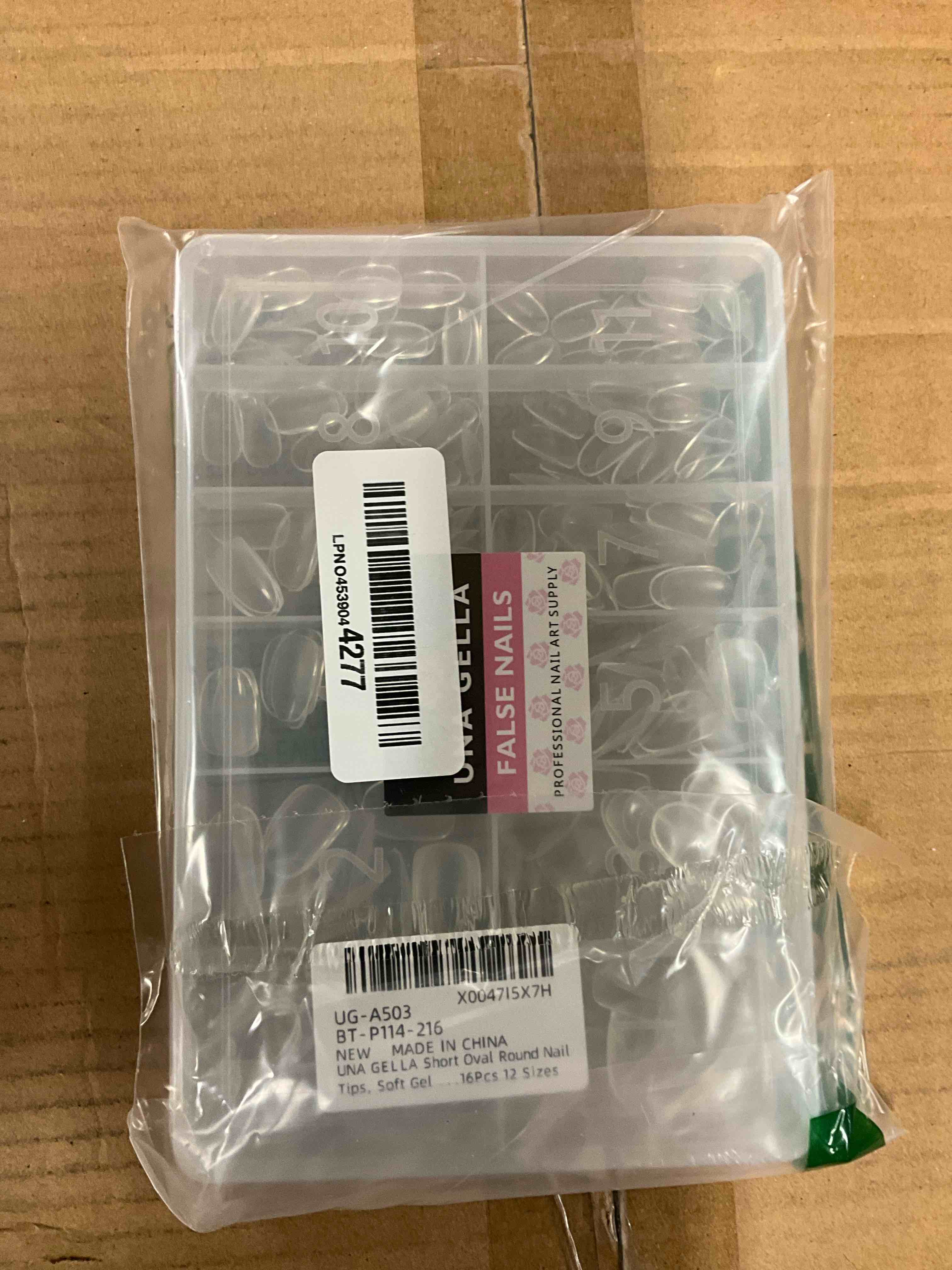 Condition photo showing New/Like New for UNA GELLA Short Oval Round Nail Tips, Pre Etched Short Oval Gel Nail Tips Soft Gel Full Cover Press on Nails for Nails Extension Art DIY Salon 216Pcs 12 Sizes Short Oval Round Nail Tips 216pcs