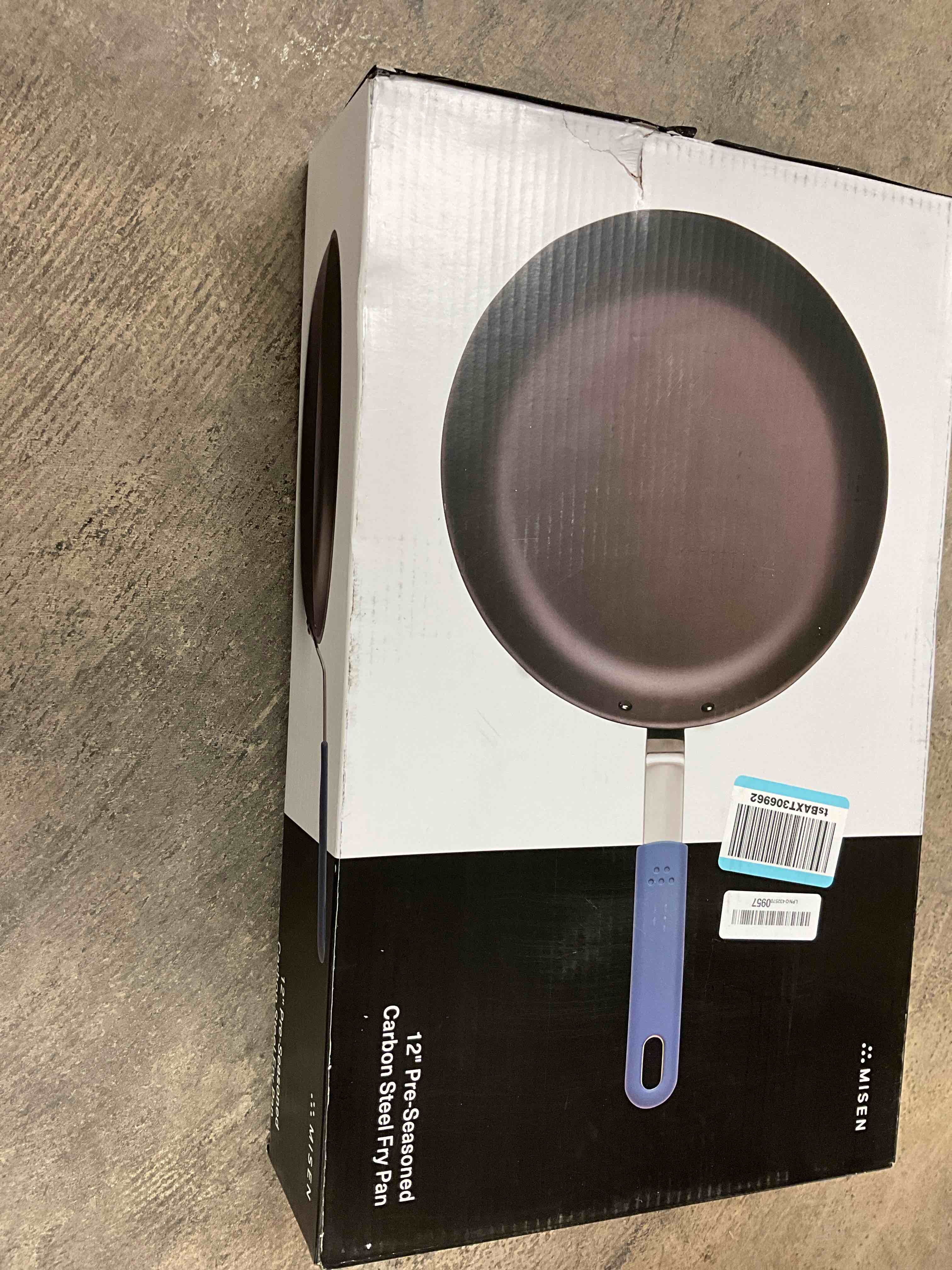 Condition photo showing New/Like New for Misen 12 Inch Pre-Seasoned Carbon Steel Fry Pan – Lightweight, Even Heating, Heat Retention – Oven Safe to 500°F – Ideal for Searing, Sautéing, and Frying – Versatile Durable, Easy to Clean