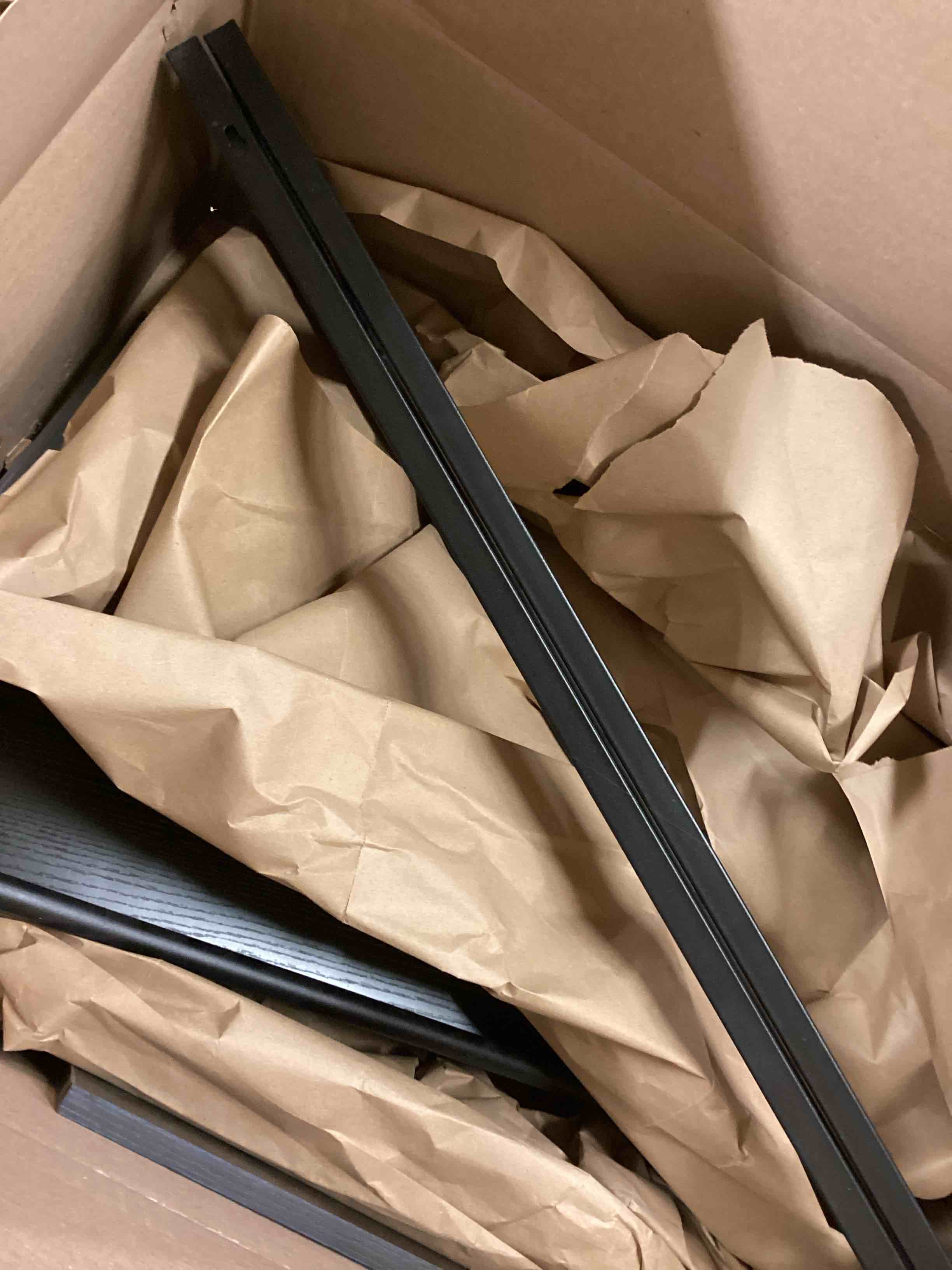 Condition photo showing As Is for Nidouillet 34" Gaming Floating Shelves, Large LED Wall Mounted Display Shelf, Adjustable Hanging Pipe Shelf Bookshelf with Lights 6 Hooks for Game Living Room Bedroom Coffee Bar Kitchen Decor Black (incomplete) 