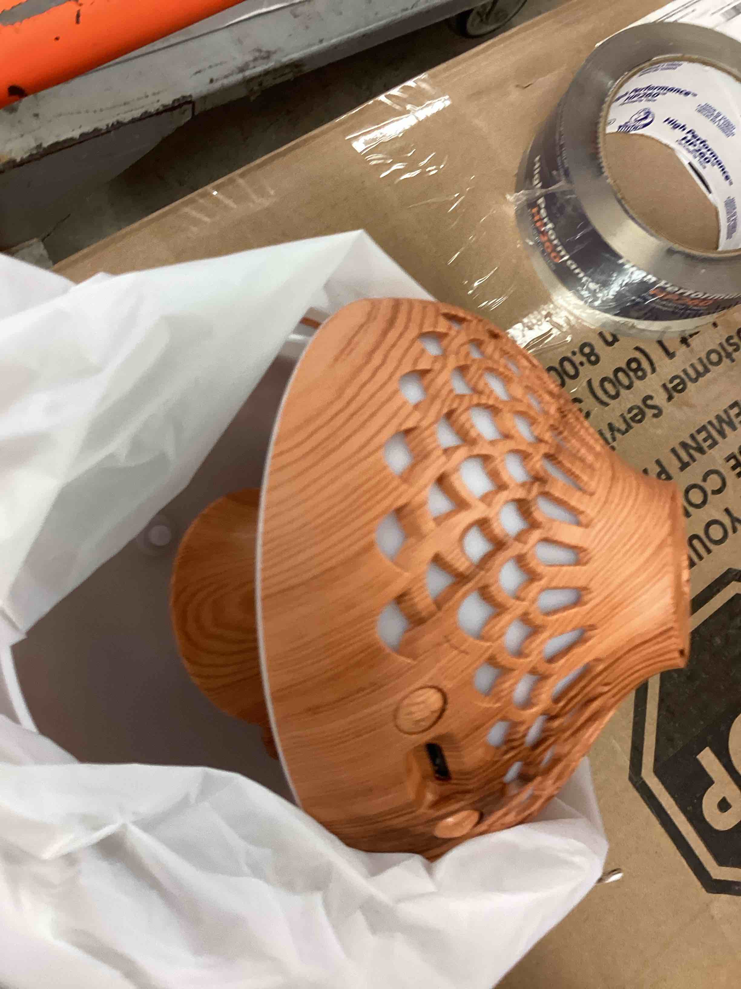 Condition photo showing As Is for Portable Mini Humidifier, 300ml Wood Grain Vase Small Humidifiers, Quiet Cool Mist Plant Humidification for Bedroom Car, USB Personal Desktop Diffuser for Office Light Wood