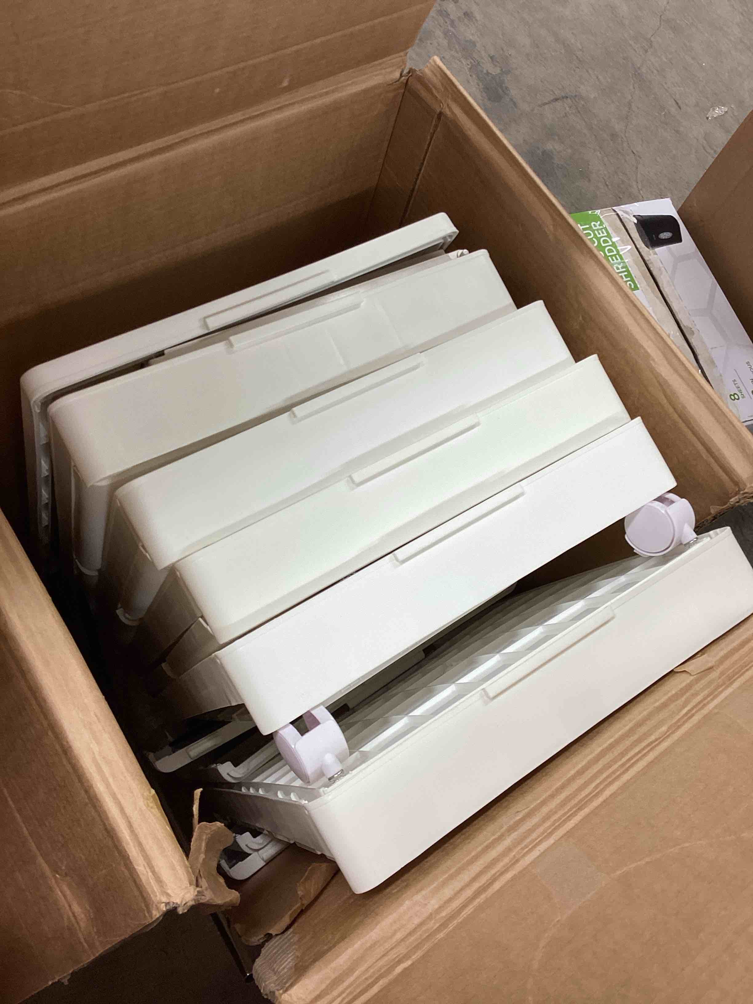 Condition photo showing As Is for Portable Closet Wardrobe, Folding Storage Bins with Lid, Stackable Storage Box with Hanging Rod and Doors, Collapsible Plastic Clothes Cabinet with Wheels, 10 Hangers