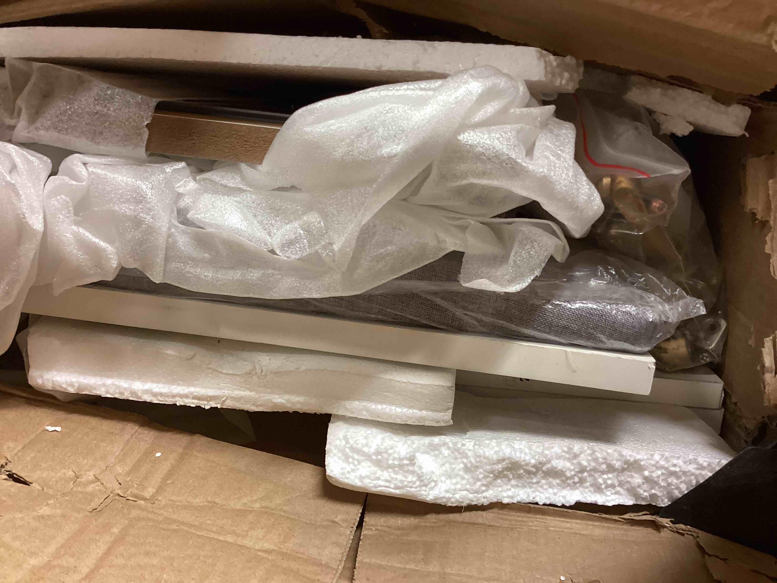 Condition photo showing As Is for 3 in 1 Vanity Desk with Flip Top Mirror and Lights, Compact Vanity with Hidden Chair, Visible Glass Desktop, 3 Drawers, 3 Light Mode, Small Dressing Table Set for Bedroom, Dressing Room, White