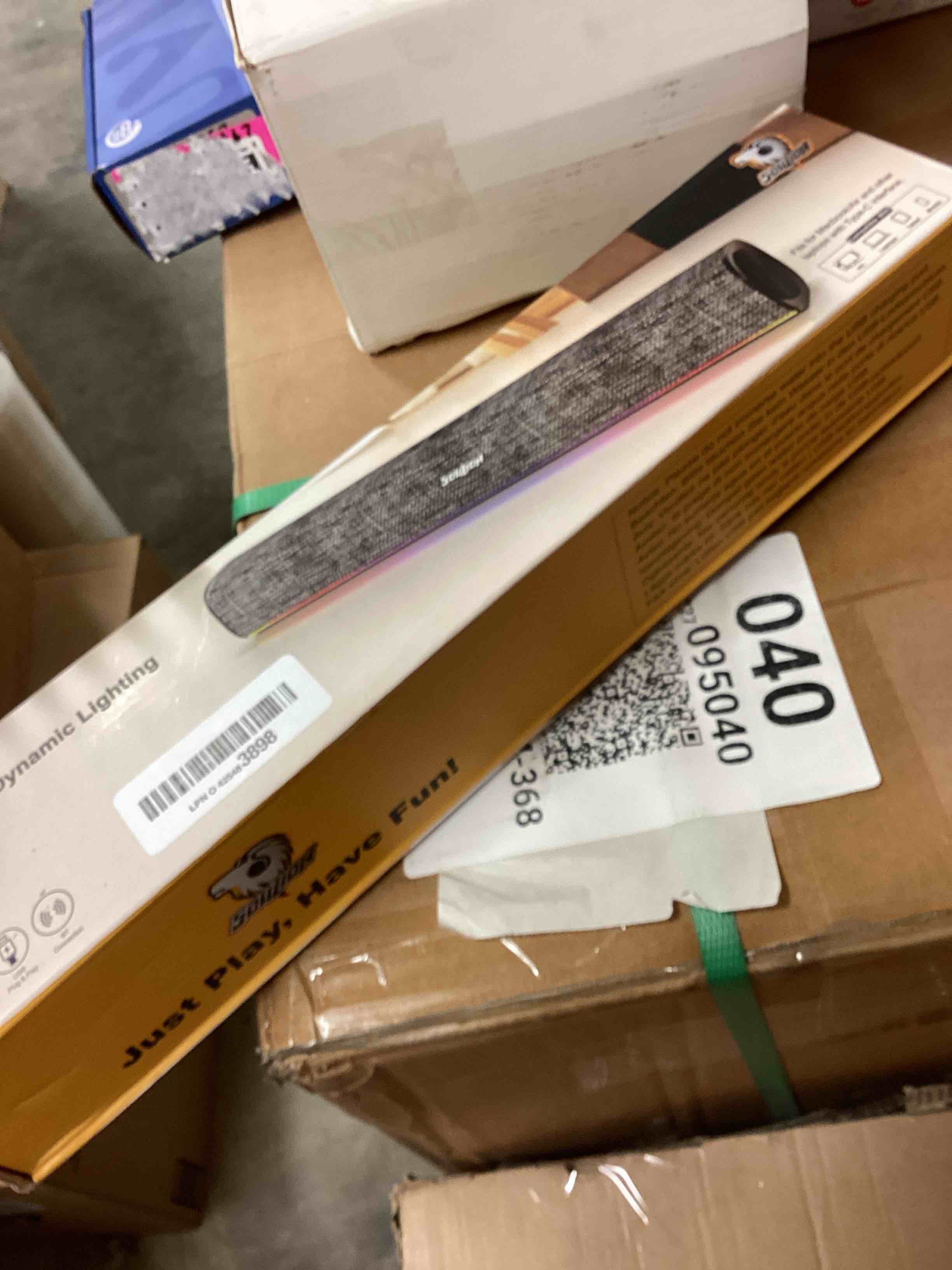 Condition photo showing New/Like New for SOULION R100 Bluetooth Computer Speakers with Dynamic LED Light, USB Plug & Play PC Speakers with Switch Button, Clearly Sound Soundbar for Desktop Laptop Monitor(USB-C to USB Adapter Included) Black USB & Wired Bluetooth