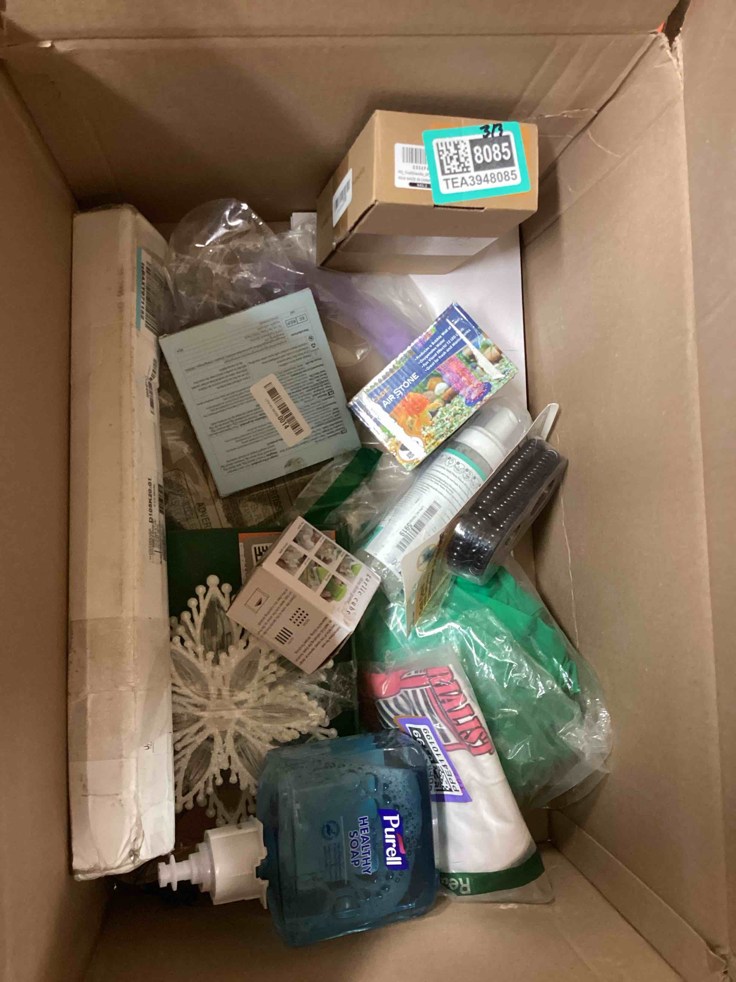 Condition photo showing Good Condition for Assorted of Miscellaneous items (included: soap/ foam cleaner/ clothes / garlic cube/ led tree topper/ and more ) 