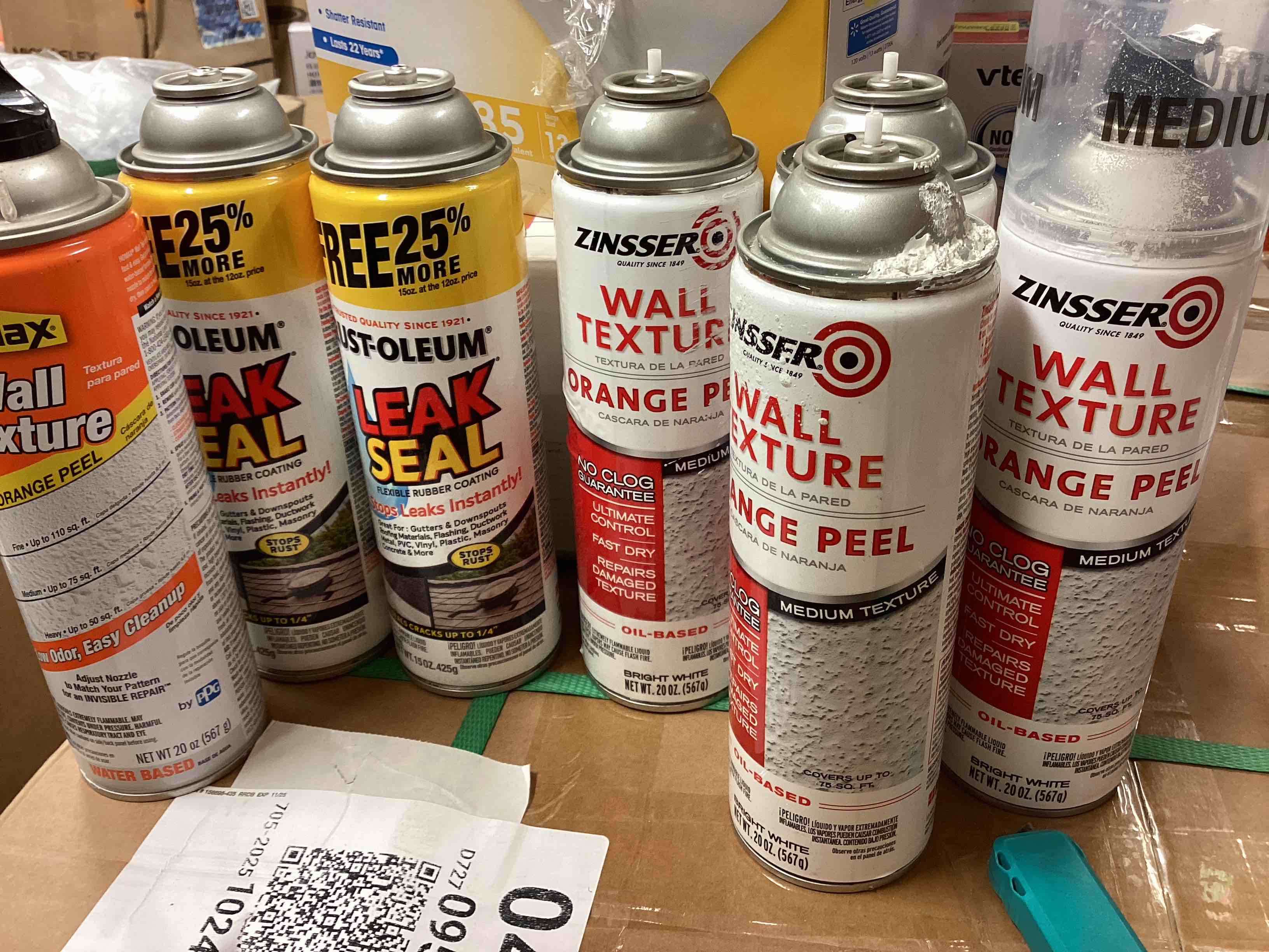 Condition photo showing As Is for Assorted of Items wall texture/ leak seal 