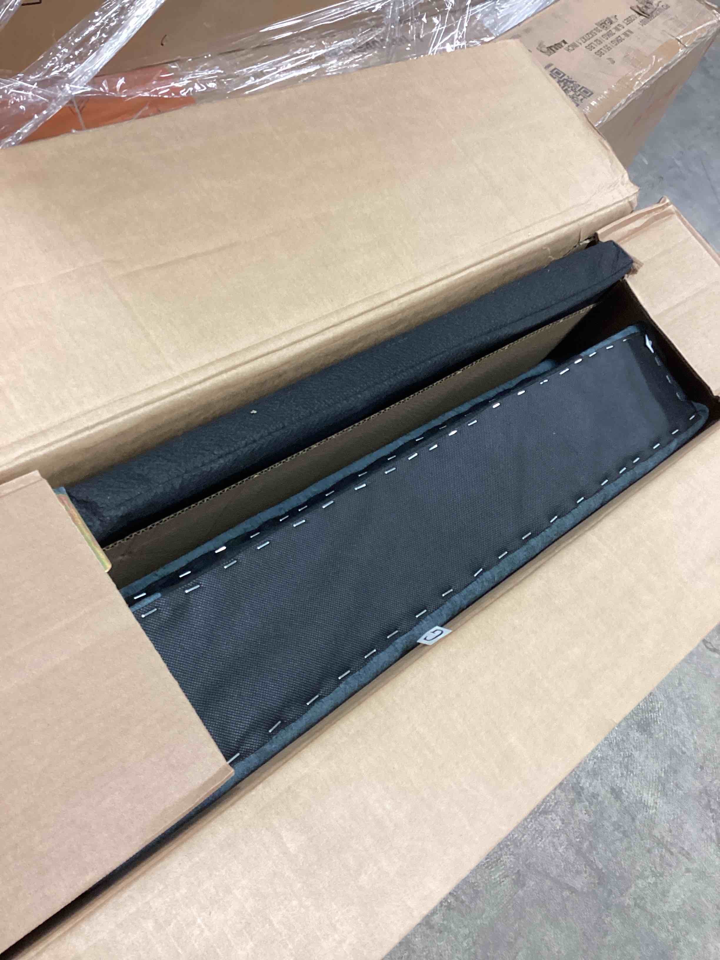 Condition photo showing As Is for Blue-gray 55 in. Chenille Oversized Squre Arm Chaise Lounge with 3 Pillows, Charge Station and Cup Holders (incomplete box 2 of 2) 