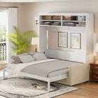 Queen Size Murphy Bed Wall Bed with Sofa and Storage Shelves, White - ModernLuxe (incomplete box 1 of 4 only) 