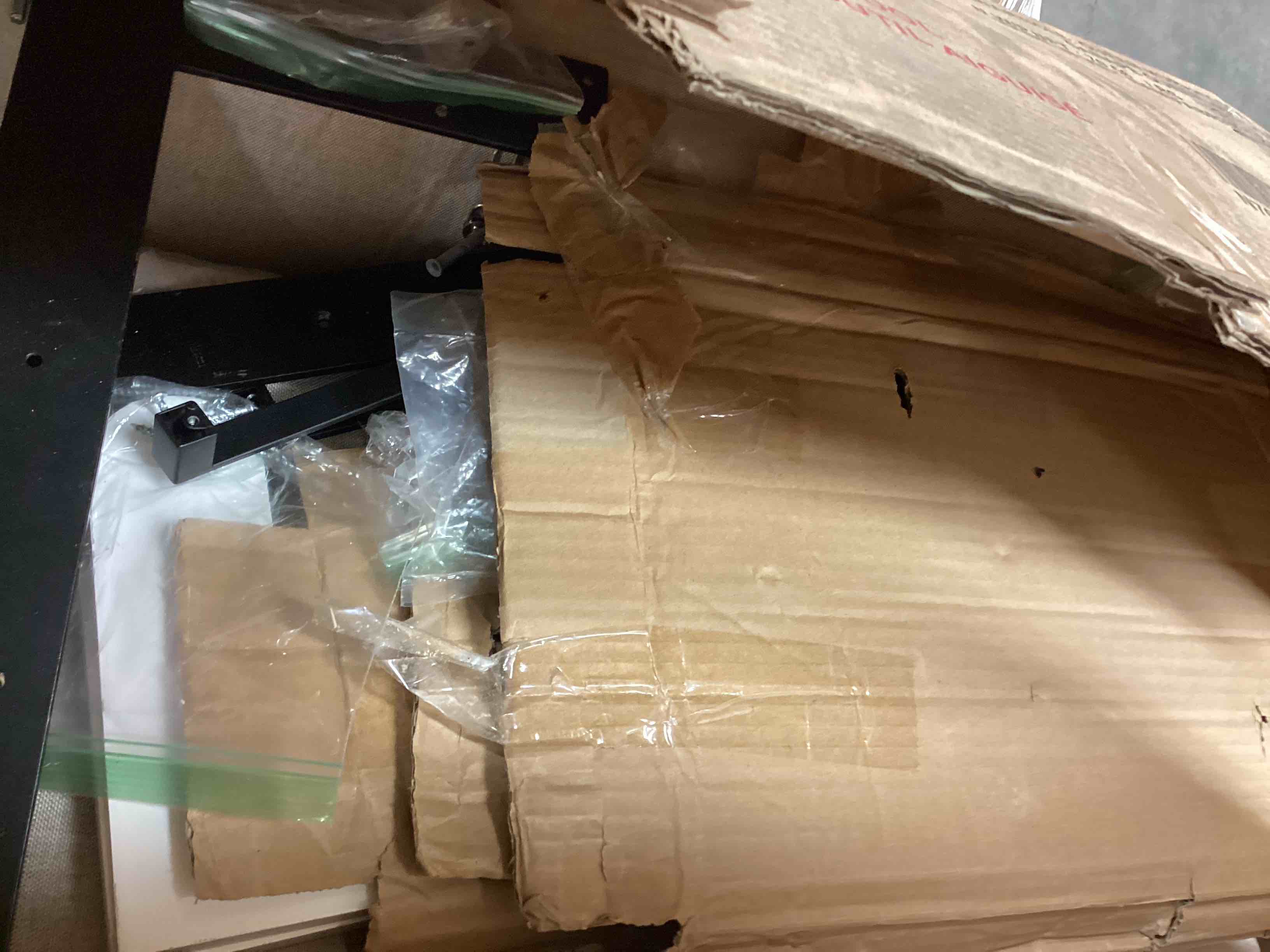 Condition photo showing As Is for Queen Size Murphy Bed Wall Bed with Sofa and Storage Shelves, White - ModernLuxe (incomplete box 1 of 4 only) 