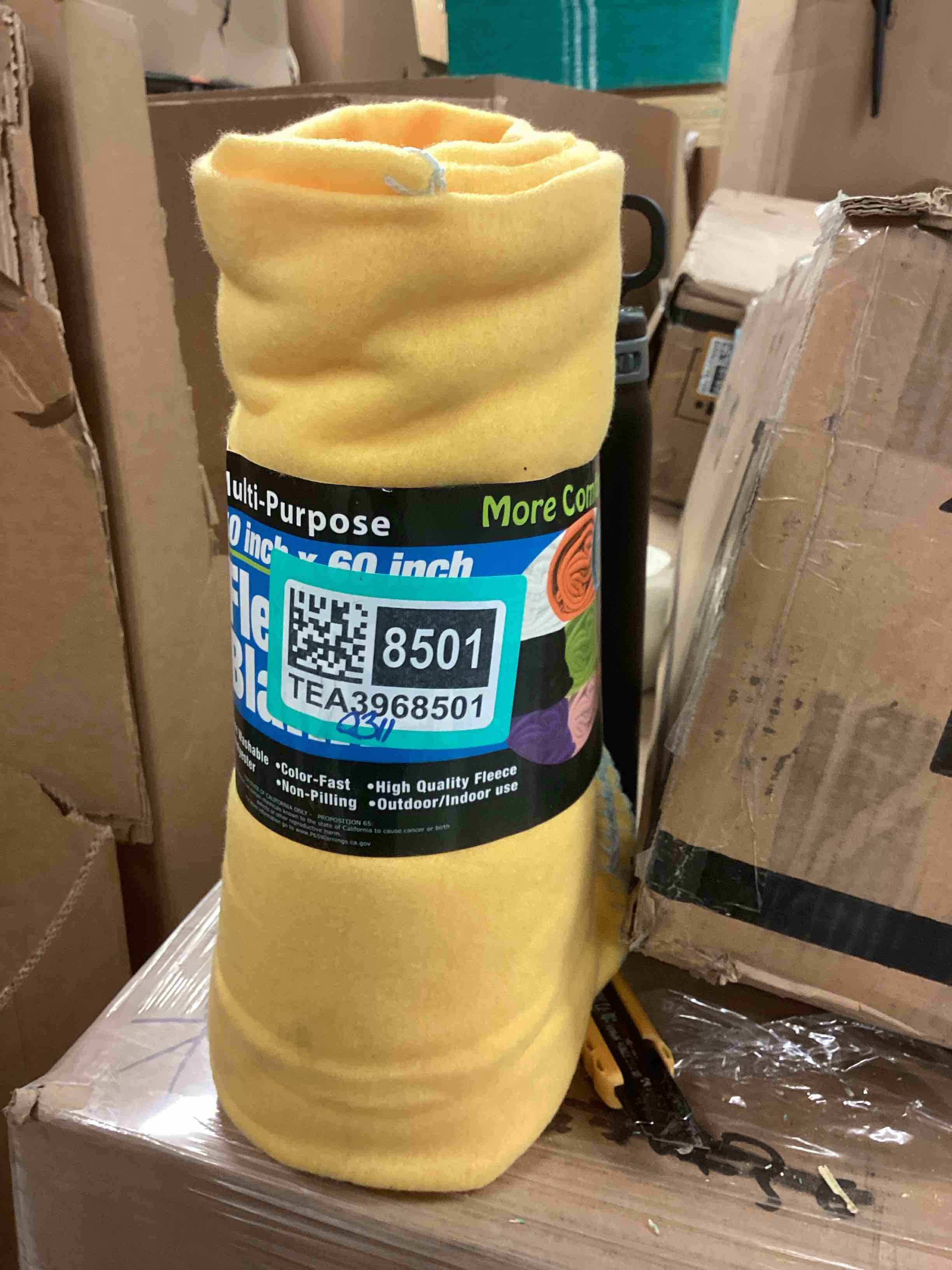 Condition photo showing New/Like New for fleece blanket 50inch x 60inch multi-purpose (yellow)