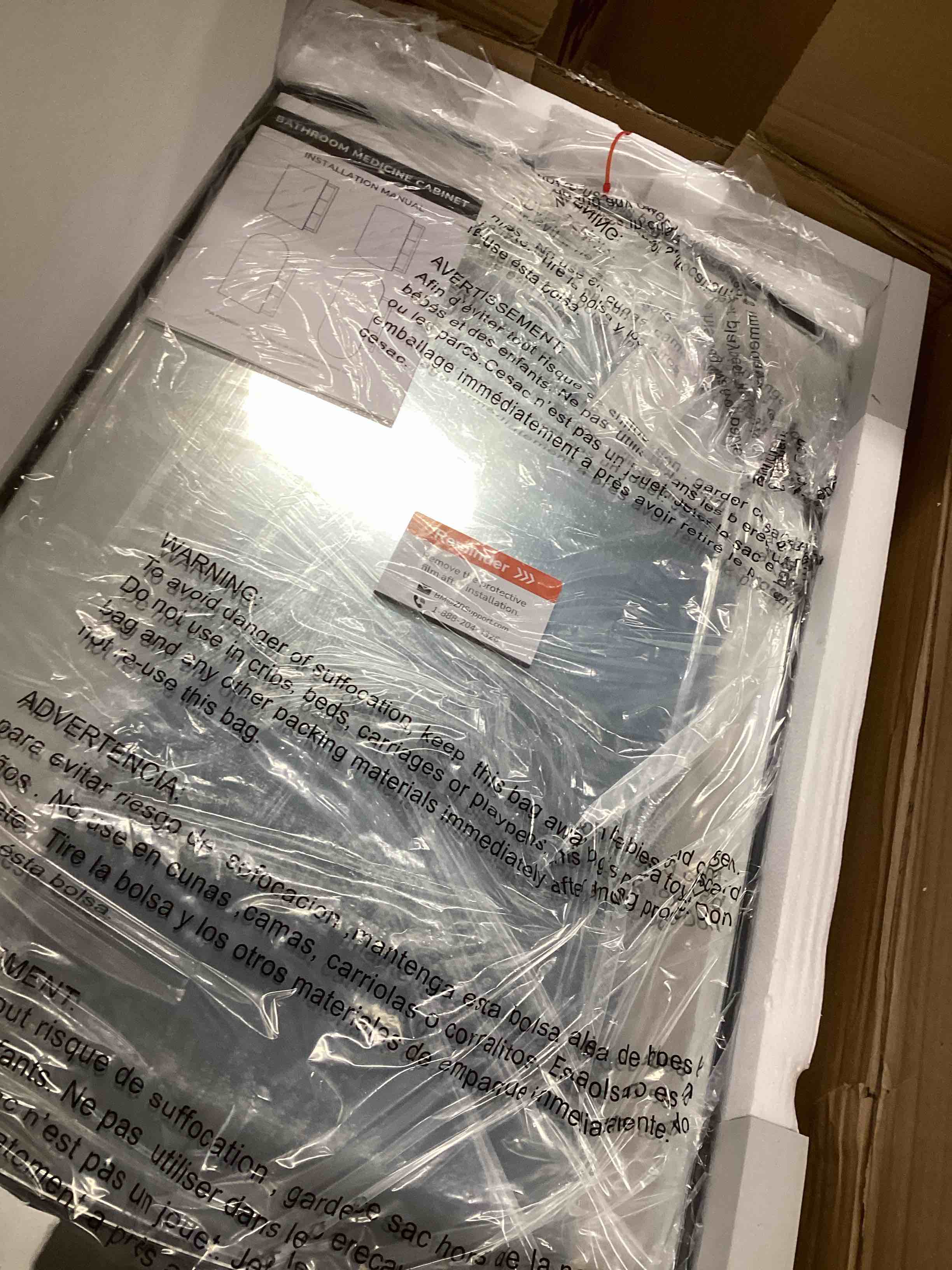 Condition photo showing Good Condition for Arch Metal Framed Storage Medicine Cabinet With Beveled Mirror