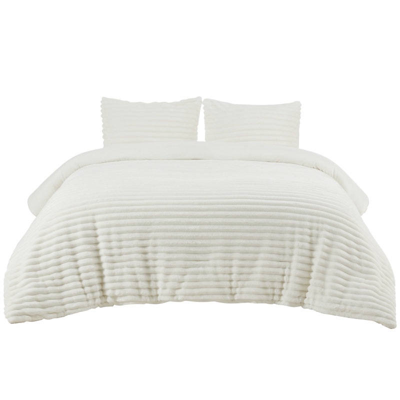 Bedsure Fluffy Comforter Set Queen - Super Soft Faux Fur Bed Set Linen, Warm Plush Fleece Winter Bedding, 3 Pieces, 1 Shaggy Fuzzy All Seasons Queen Size Comforter with 2 Pillowcases King Linen