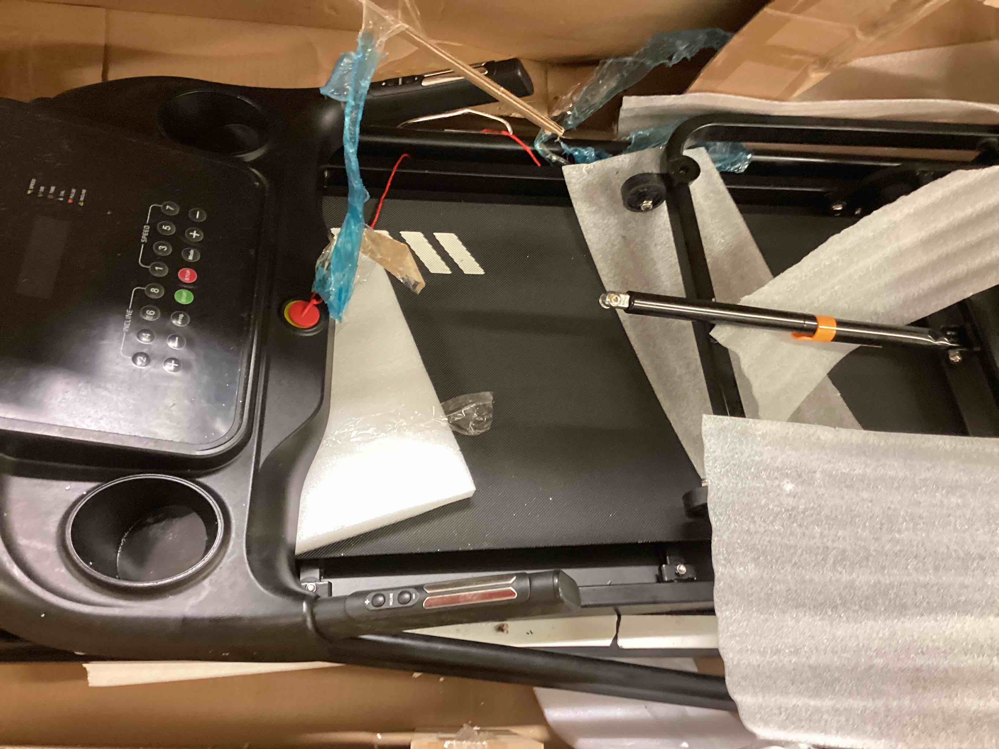 Condition photo showing As Is for Treadmills for Home, 3.0HP Quiet Brushless Foldable Treadmill with Incline, Small Space Portable Running Walking Machine, 300 Lbs Capacity with Bluetooth APP & Pulse Monitor Black