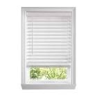 white cordless premium faux wood blinds with 2.5 in. slats - 53 in. w x 64 in. l (actual size 52.5 in. w x 64 in. l)
