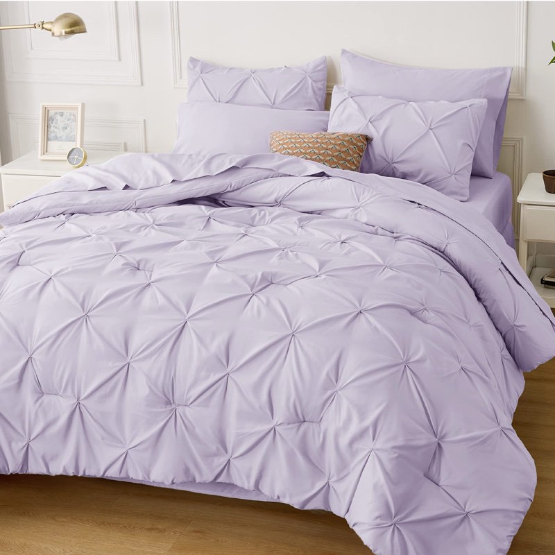 best seller bedsure gentlesoft™ pintuck pinch pleat twin lila by bedsure